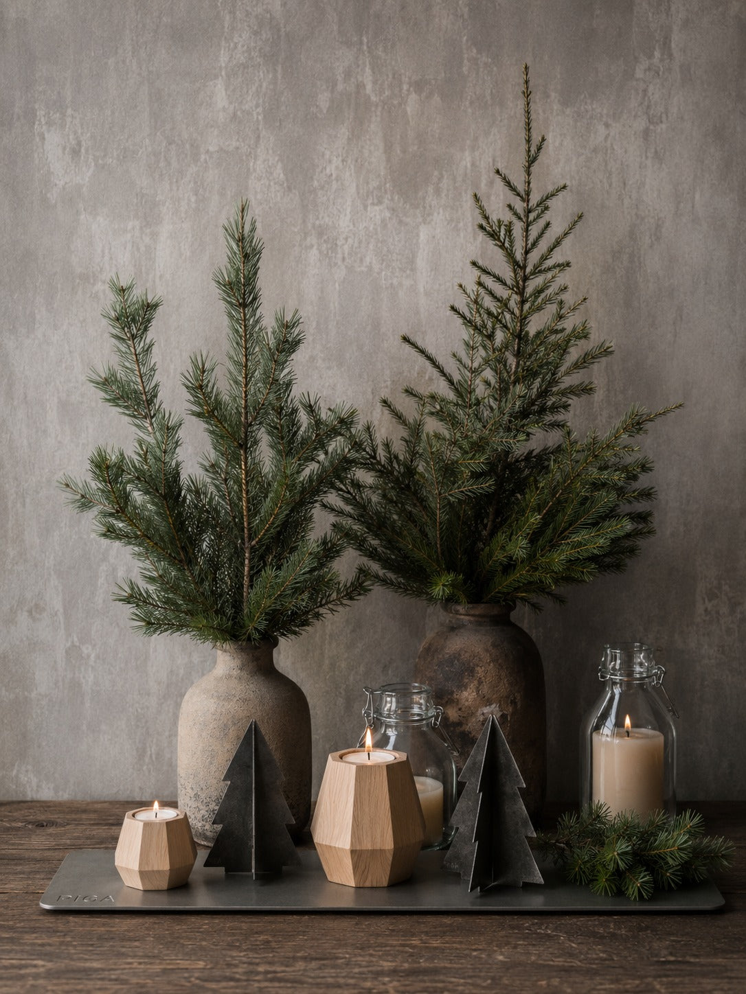 PIGA Plåtbricka Stål - 15 × 30 cm, Natur